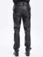 Black Gothic High Waisted Faux Leather Pants for Men