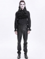 Black Gothic High Waisted Faux Leather Pants for Men