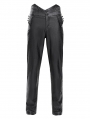 Black Gothic High Waisted Faux Leather Pants for Men