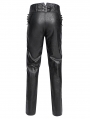 Black Gothic High Waisted Faux Leather Pants for Men