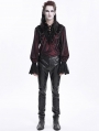 Black Gothic Embossed Faux Leather Slim Fit Pants for Men