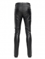 Black Gothic Embossed Faux Leather Slim Fit Pants for Men