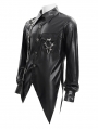 Black Gothic Punk Asymmetric Eyelet Chain Decor Shirt for Men