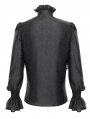 Black Gothic Vintage Ruffled Lace Cross Party Shirt for Men