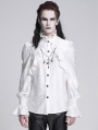 White Gothic Vintage Ruffled Lace Cross Party Shirt for Men