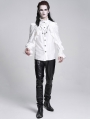 White Gothic Vintage Ruffled Lace Cross Party Shirt for Men