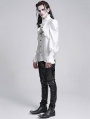 White Gothic Vintage Ruffled Lace Cross Party Shirt for Men