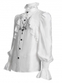 White Gothic Vintage Ruffled Lace Cross Party Shirt for Men