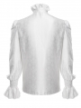 White Gothic Vintage Ruffled Lace Cross Party Shirt for Men