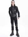 Black Gothic Punk Fitted Long Sleeve Shirt for Men