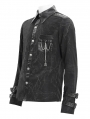 Black Gothic Punk Fitted Long Sleeve Shirt for Men