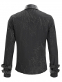 Black Gothic Punk Fitted Long Sleeve Shirt for Men