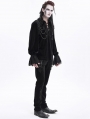 Black Gothic Retro Embroidered Lace-Up Chain Loose Shirt for Men