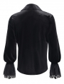 Black Gothic Retro Embroidered Lace-Up Chain Loose Shirt for Men