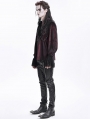 Wine Red Gothic Retro Embroidered Lace-Up Chain Loose Shirt for Men