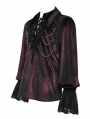 Wine Red Gothic Retro Embroidered Lace-Up Chain Loose Shirt for Men