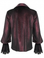 Wine Red Gothic Retro Embroidered Lace-Up Chain Loose Shirt for Men