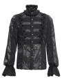 Black Gothic Vintage Pleated Lace Party Shirt for Men