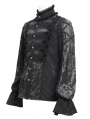 Black Gothic Vintage Pleated Lace Party Shirt for Men