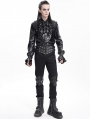 Black Gothic Punk Eyelet Embellished Ruffled Shirt for Men