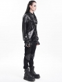 Black Gothic Punk Eyelet Embellished Ruffled Shirt for Men