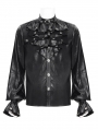 Black Gothic Punk Eyelet Embellished Ruffled Shirt for Men