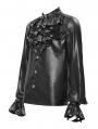 Black Gothic Punk Eyelet Embellished Ruffled Shirt for Men