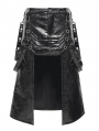 Black Gothic Punk Rock Eyelet Strap Synthetic Leather Skirt for Men