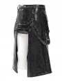 Black Gothic Punk Rock Eyelet Strap Synthetic Leather Skirt for Men