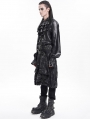 Black Gothic Buckle Blet Zipper Asymmetric Skirt for Men