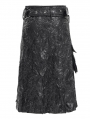 Black Gothic Buckle Blet Zipper Asymmetric Skirt for Men