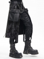 Black Gothic Printed Punk Chain Pockets Half Skirt for Men