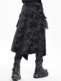 Black Gothic Printed Punk Chain Pockets Half Skirt for Men