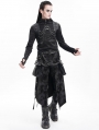 Black Gothic Printed Punk Chain Pockets Half Skirt for Men