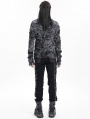 Black Gothic Tie-Dye Distressed Irregular Long Sleeve T-Shirt for Men