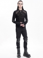 Black Gothic Punk Mesh Splicing Long Sleeve Thumbhole T-Shirt for Men