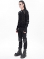 Black Gothic Punk Mesh Splicing Long Sleeve Thumbhole T-Shirt for Men