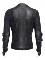 Black Gothic Punk Mesh Splicing Long Sleeve Thumbhole T-Shirt for Men