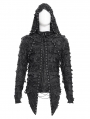 Black Gothic Punk Ripped Lace-Up Long Sleeve Hooded T-Shirt for Men