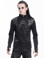 Black Gothic Punk Chain O-Ring Stand Collar T-Shirt for Men