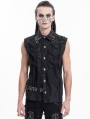 Black Gothic Punk Cross Strap Sleeveless Shirt for Men