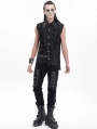 Black Gothic Punk Cross Strap Sleeveless Shirt for Men