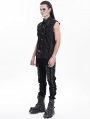 Black Gothic Punk Cross Strap Sleeveless Shirt for Men