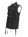 Black Gothic Punk Cross Strap Sleeveless Shirt for Men