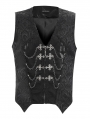 Black Gothic Vintage Pattern Chian vParty Waistcoat for Men