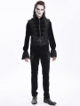 Black Victorian Gothic Embroidery Stand Collar Zip-Up Waistcoat for Men