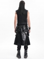 Black Gothic Punk Asymmetric Zip-Up Ripped Sleeveless Shirt for Men