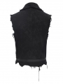 Black Gothic Punk Asymmetric Zip-Up Ripped Sleeveless Shirt for Men