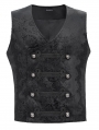 Black Gothic Vintage Pattern Double Breasted Party Waistcoat for Men