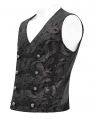 Black and Golden Gothic Vintage Pattern Double Breasted Party Waistcoat for Men